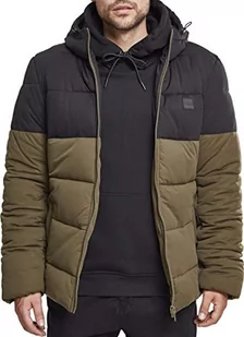 Urban Classics Męska kurtka puchowa z kapturem, kurtka zimowa, pikowana kurtka z kapturem, w wielu kolorach, rozmiary S-5XL, Zielony (Darkolive/Black 00795), S - Kurtki męskie - miniaturka - grafika 1