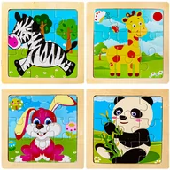 Układanki dla dzieci - Edukacyjne Puzzle Drewniane Klocki Układanka 4 szt - miniaturka - grafika 1