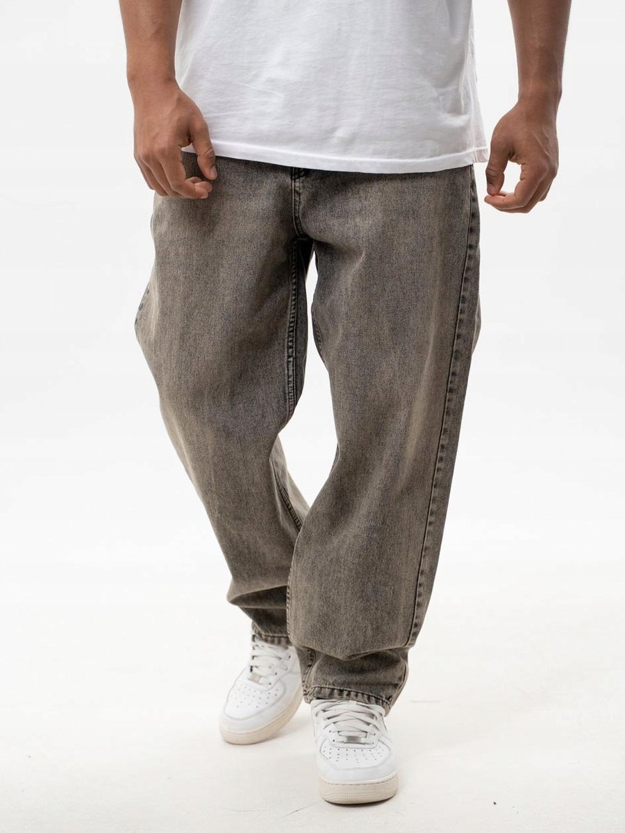 SZEROKIE Spodnie JEANSOWE BAGGY Męskie Jasne Brązowe JIGGA WEAR Korona L