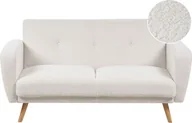 Sofy i kanapy - BELIANI Sofa rozkładana biała boucle 2-osobowa z funkcją spania pikowana amerykanka styl skandynawski - miniaturka - grafika 1