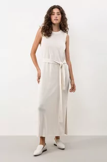 Sukienki - Ivy & Oak sukienka lniana kolor biały maxi prosta - grafika 1