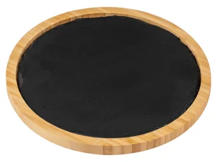 Wenko Deska taca bambusowa do serwowania, z elementami z łupka (Okrągła 25 cm) - Deski do krojenia - miniaturka - grafika 1