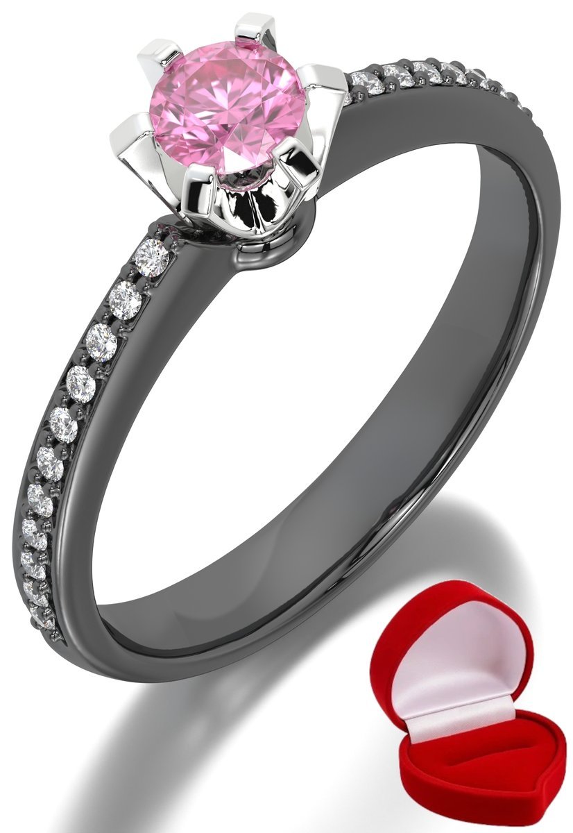 ZŁOTY PIERŚCIONEK ZARĘCZYNOWY 585 14k SZAFIR 0,19 ct CZARNE ZŁOTO R20