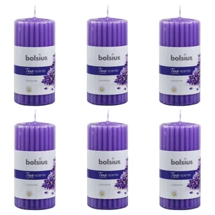 Bolsius Sfeerpunt Zapachowe świece pieńkowe, prążki, 6 szt., 120x58 mm, lawenda 101925260177 - Świece - miniaturka - grafika 1