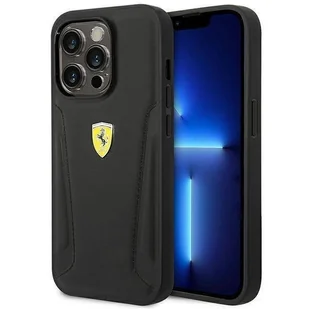 Ferrari Etui FEHCP14XRBUK do iPhone 14 Pro Max 6,7" hardcase Leather Stamp Sides czarny/black - Etui i futerały do telefonów - miniaturka - grafika 1