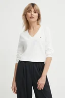Swetry damskie - Tommy Hilfiger sweter damski kolor beżowy lekki - miniaturka - grafika 1