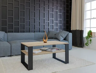 Lumarko Stolik Kawowy Ława Modern 1p Dąb Sonoma / Czerń - Ławy i stoliki kawowe - miniaturka - grafika 6