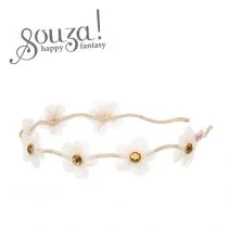 Souza! Opaska z białymi tiulowymi kwiatkami i złotymi cyrkoniami Liyana - Zabawy w naśladowanie dorosłych - miniaturka - grafika 1