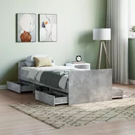 Łóżka - Rama łóżka z wezgłowiem i zanóżkiem, szarość betonu, 75x190 cm Lumarko! - miniaturka - grafika 1