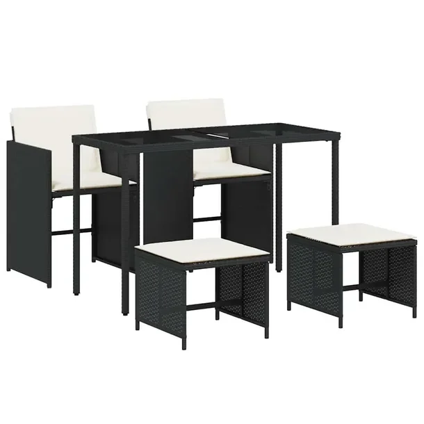 Zestaw mebli ogrodowych czarny rattan PE 115 x 54 x 74 cm, 2 krzesła, 2 st