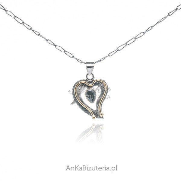 ankabizuteria.pl Srebrna zawieszka SERCE z granatem oksydowana i pozł
