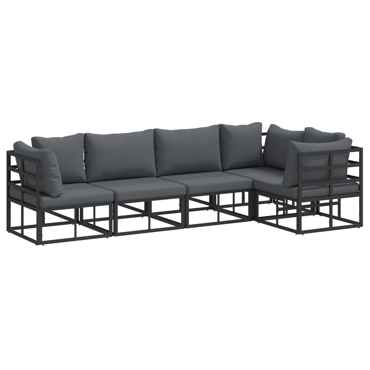 vidaXL Zestaw Sof na Ogród 5 pcs Czarny 283 x 143 x 71 cm Aluminium