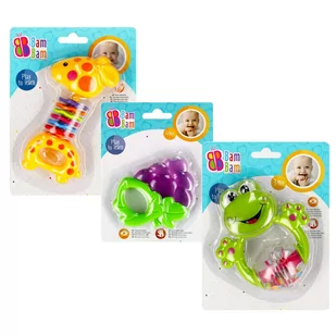 Zestaw niemowlęcy 2x grzechotka, gryzak winogrono, zabawki edukacyjne BamBam Uniwersalny - Gryzaki dla dzieci - miniaturka - grafika 1
