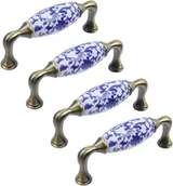 Zawiasy, okucia i inne akcesoria - Zestaw 4 ceramicznych metalowych uchwytów do szuflad z kwiatowym wzorem i otworami o rozstawie 96 mm ze śrubami – do salonu, sypialni, gabinetu i szaf - miniaturka - grafika 1