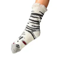 Skarpetki damskie - Skarpetki kapcie antypoślizgowe w zebrę białe 39-42 - miniaturka - grafika 1