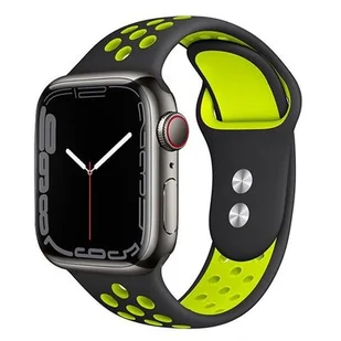 CRONG Pasek sportowy Duo Sport do Apple Watch 42/44/45 mm (czarny/limonkowy) - Akcesoria do zegarków - miniaturka - grafika 1