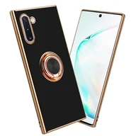 Etui i futerały do telefonów - Pokrowiec Do Samsung Galaxy NOTE 10 Etui w Glossy Czarny - Złoto magnetycznym Obudowa Case Cover Ochronny Cadorabo - miniaturka - grafika 1