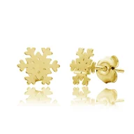 Kolczyki - Kolczyki śnieżynki sztyft srebrne pozłacane - miniaturka - grafika 1