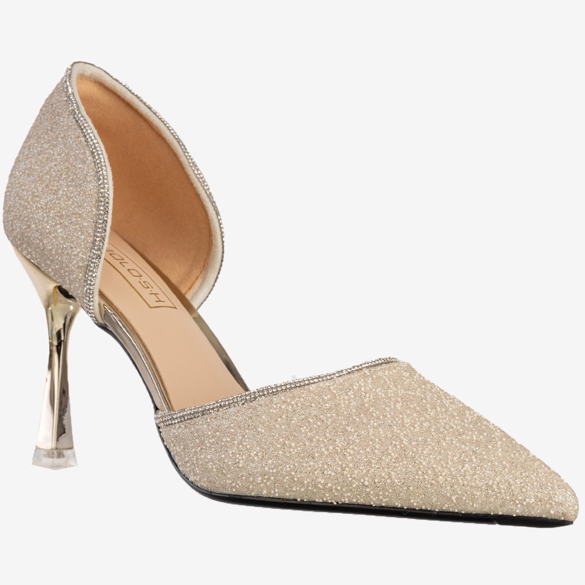 Szpilki Damskie Ekoskóra Błyszczące Buty Na Obcasie Złote Minglong Shoes 252-61J 39 Złoty