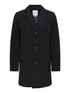 Płaszcze męskie - ONLY & SONS płaszcz męski wełna, czarny, XL - miniaturka - grafika 1