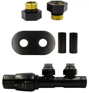 Zawór termostatyczny 50mm TWINS czarny mat lewy GZ1/2 All in One - Zawory i kraniki - miniaturka - grafika 1