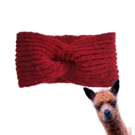 Ozdoby do włosów - Wełniana opaska handmade z alpaki i merino, miękka, ciepła, czerwona - miniaturka - grafika 1