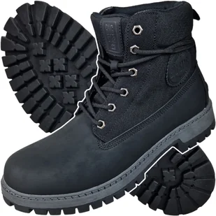 Buty męskie zimowe trapery trekkingowe botki czarne Big Star KK174206 42 - Buty trekkingowe męskie - miniaturka - grafika 1