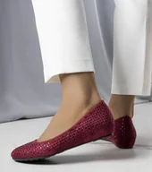 Mokasyny damskie - Bordowe balerinki na krytej koturnie Julie-37 - miniaturka - grafika 1