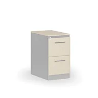 Szafy biurowe - Kartoteka metalowa KOMBI z drewnianym frontem A4, 2 szuflady, szary/brzoza - miniaturka - grafika 1