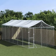 Sprzęt podróżny i transportery dla psów - vidaXL Kojec dla psa, z dachem, srebrny, 3x9x2,5 m, stal galwanizowana - miniaturka - grafika 1