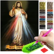 Zabawki kreatywne - Haft Diamentowy ARTULIO, Obraz DIY 5D, Diamond Painting, Mozaika diamentowa 30x40cm (Jezu Ufam Tobie) + zestaw akcesoriów - miniaturka - grafika 1
