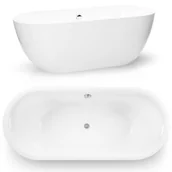 Wanny - Wanna Wolnostojąca Bari 150 X 75 Cm Biała Owalna Akrylowa + Syfon - miniaturka - grafika 1