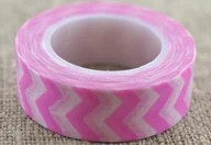 Scrapbooking - [606021] Taśma washi tape różowo- biała 10m - miniaturka - grafika 1