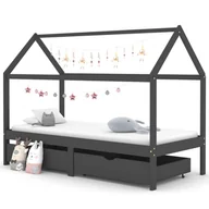 Łóżka dla dzieci i młodzieży - VidaXL Lumarko Łóżko dziecięce z szufladami ciemnoszare, lita sosna, 90x200 cm! 322144 VidaXL - miniaturka - grafika 1