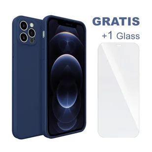 Etui ochronne SOONTEC (niebieskie) do Apple iPhone 12 Pro, ochronne etui TPU + 1 szkło pancerne chroniące ekran, FULL COVER GLASS - Etui i futerały do telefonów - miniaturka - grafika 1