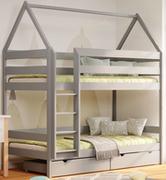 Łóżka dla dzieci i młodzieży - Piętrowe szare drewniane łóżko dziecięce domek z 2 szufladami - Zuzu 4X 180x80 cm - miniaturka - grafika 1