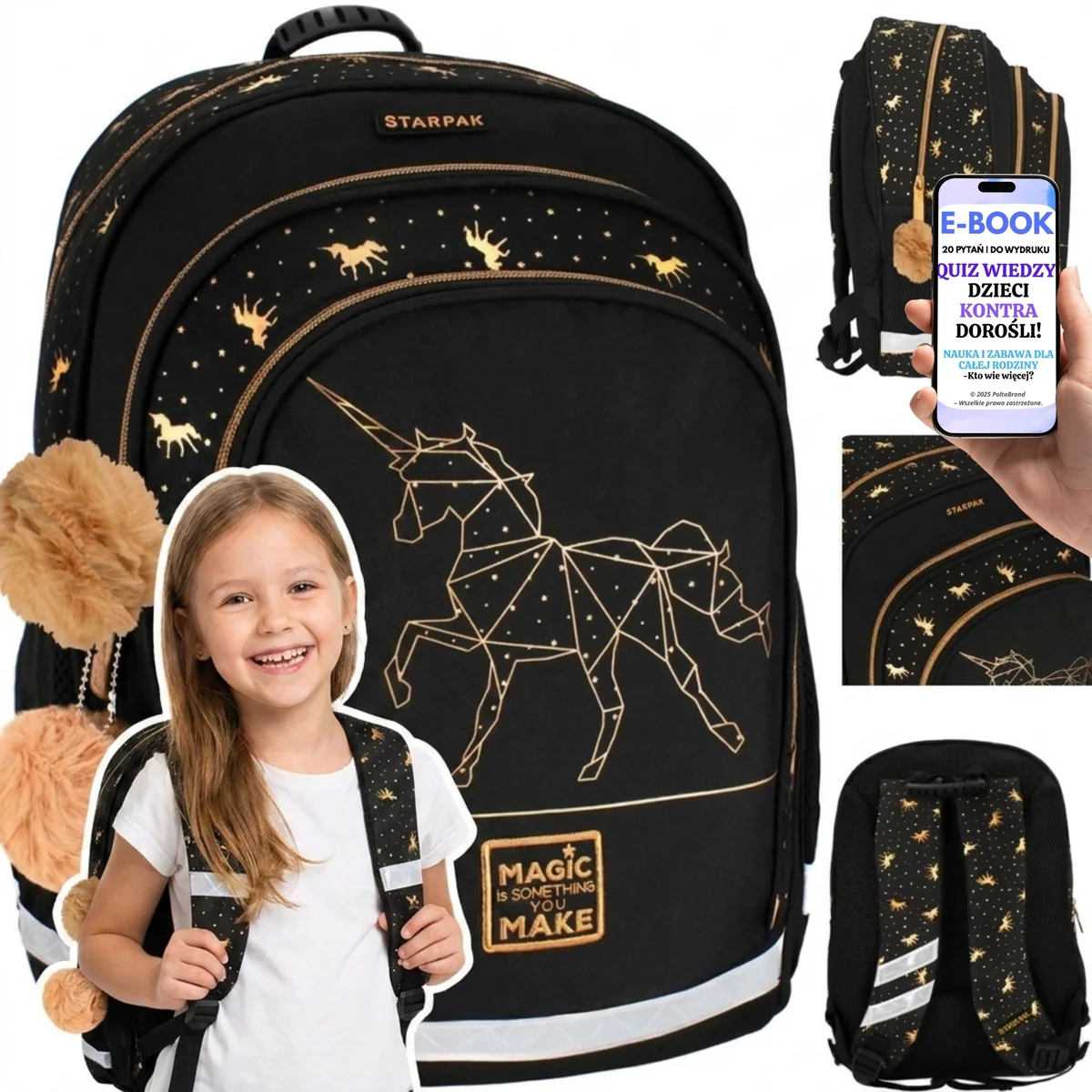 Plecak Starpak 486094 Czarno-Złoty z Systemem Wentylacji Pleców + E-BOOK-2