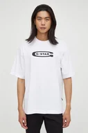 Koszulki męskie - G-Star Raw t-shirt bawełniany męski kolor biały z nadrukiem - miniaturka - grafika 1