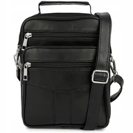 Torby męskie - Torba Saszetka Męska Na Ramię Elegancka Skórzana Raportówka Pojemna Czarna - miniaturka - grafika 1