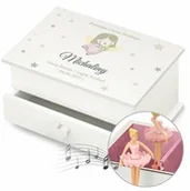 Pozytywki dla dzieci - Szkatułka na biżuterię z pozytywką i szufladką z nadrukiem dla dziewczynki na chrzest - miniaturka - grafika 1