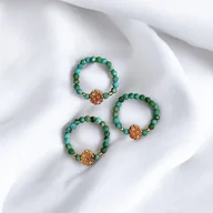 Pierścionki - Pierścionek PREMIUM : turkus naturalny, złoty hematyt - miniaturka - grafika 1