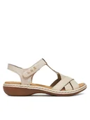 Sandały damskie - Rieker Sandały 65919-60 Beżowy - miniaturka - grafika 1