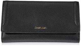 Portfele - CALVIN KLEIN Damski podwyższony potrójny portfel LG Tri-Fold Ck czarny, jeden rozmiar - grafika 1