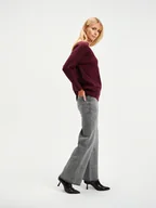 Spodnie damskie - Szare jeansy wide leg - miniaturka - grafika 1