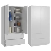 Szafy - SZAFA GARDEROBA 90 2 DRZWI 2 SZUFLADY BIAŁA NOWOCZESNA - miniaturka - grafika 1