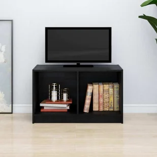 Szafka pod TV czarna 70x33x42 cm lite drewno sosnowe - Szafki RTV - miniaturka - grafika 1