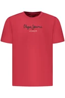 Koszulki męskie - MĘSKA KOSZULKA Z KRÓTKIM RĘKAWEM PEPE JEANS, CZERWONA - miniaturka - grafika 1