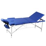 Stoły i łóżka do masażu - vidaXL vidaXL Niebieski składany stół do masażu 3 strefy z aluminiową ramą - miniaturka - grafika 1