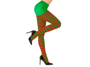 RAJSTOPY ELF CZERWONO-ZIELONE PASKI-XL - Dodatki do strojów karnawałowych - miniaturka - grafika 2