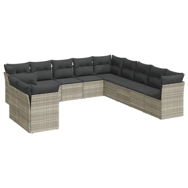 Zestaw mebli ogrodowych modułowych jasnoszary rattan PE 55 x 62 x 69 cm